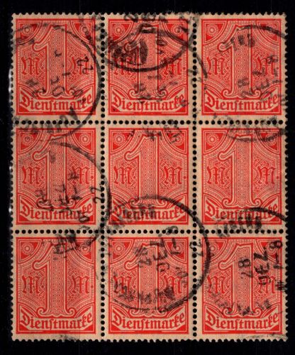 Deutsches Reich Dienstmarken 30 gestempelt im 9er Block #DEQ72