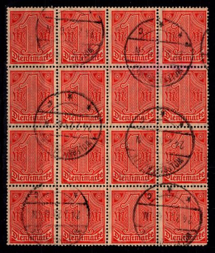 Deutsches Reich Dienstmarken 30 gestempelt im 16er Block #DEQ73