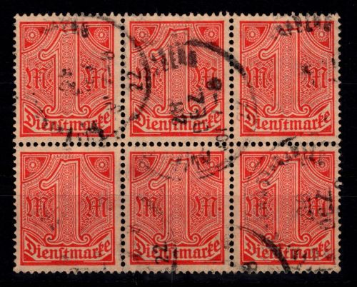 Deutsches Reich Dienstmarken 30 gestempelt im 6er Block #DEQ74