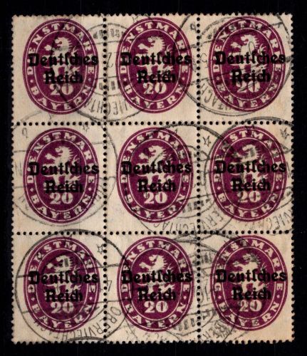 Deutsches Reich Dienstmarken 37 gestempelt im 9er Block #DEQ86