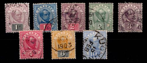 Malaiische Staaten Sarawak 8, 9, 34-39 gestempelt #DER28