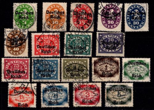 Deutsches Reich Dienstmarken 34-51 gestempelt