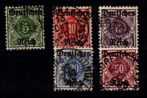 Deutsches Reich Dienstmarken 52-56 gestempelt teils geprüft Infla #DES23