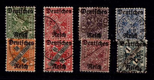 Deutsches Reich Dienstmarken 57-64 gestempelt teils geprüft Infla #DES24
