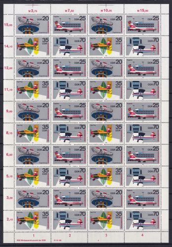 DDR 2516-2519 postfrisch ZD-Bogen Formnummer 4 INTERFLUG #OL012