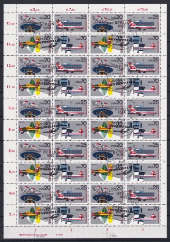 DDR 2516-2519 gestempelt ZD-Bogen Formnummer 1 INTERFLUG #OL013