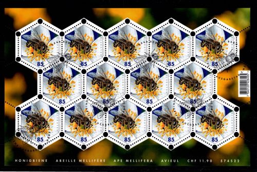 Schweiz 2186 gestempelt als Kleinbogen, Honigbiene #OV209