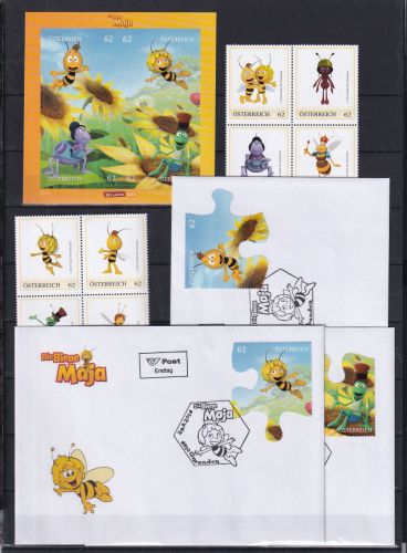 Österreich Lot Biene Maja mit u.a. Block 81 postfrisch und als FDC #OV211