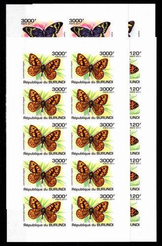 Burundi 2118-2125 postfrisch als Kleinbogen -geschnitten- Schmetterlinge #OV215