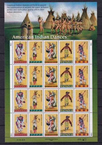 USA 2730-2734 postfrisch als Kleinbogen, Indianische Tänze #OV238