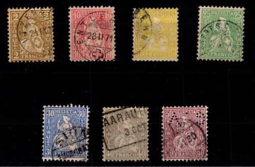 Schweiz 29-35 gestempelt 50 C mit POL Lochung #OV245