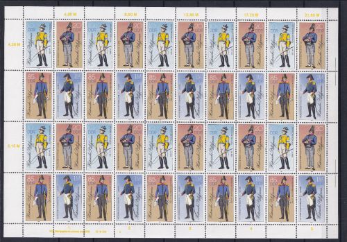DDR 2997-3000 postfrisch ZD-Bogen komplett mit DV 2 Postuniformen #OL023