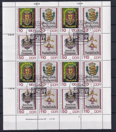 DDR 3306-3309 gestempelt ZD-Bogen mit ESSt Berlin: WPD mit DV 3 #OL032