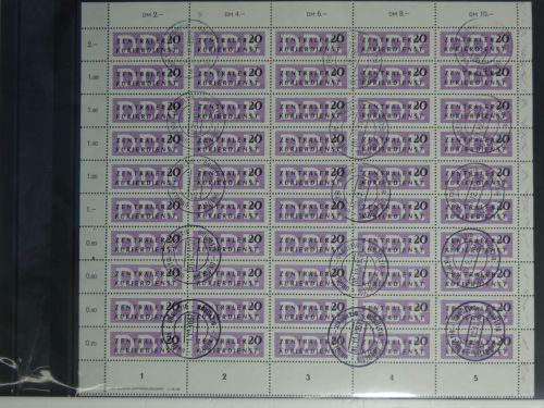 DDR Dienstmarken - ZKD 7 im Bogen gestempelt mit Ungültigstempel #DBR19