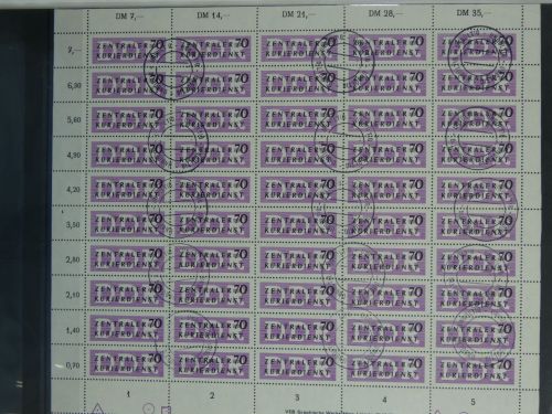 DDR Dienstmarken - ZKD 9 im Bogen gestempelt mit Ungültigstempel #DBR20