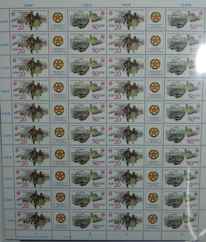 DDR 3028-3029 postfrisch ZD-Bogen mit PLF 3028I und mit DV 3 #OL025