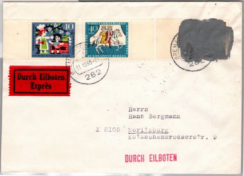 Bund Brd Pk I c auf Brief als Mischfrankatur Postkrieg #DBO06