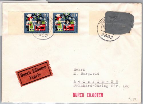 Bund Brd Pk I c auf Brief als Mischfrankatur Postkrieg #DBO08