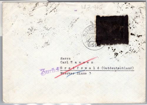 Bund Brd Pk I a auf Brief als Einzelfrankatur Postkrieg #DBO11