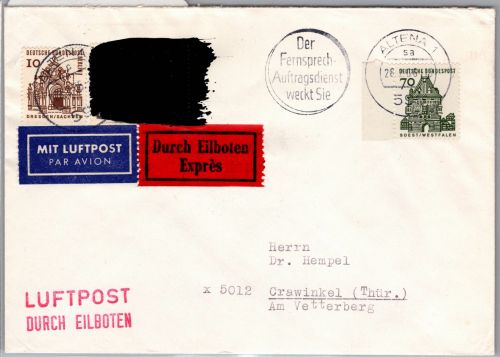 Bund Brd Pk I b auf Brief als Mischfrankatur Postkrieg #DBO12