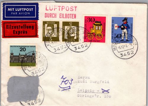 Bund Brd Pk I c auf Brief als Mischfrankatur Postkrieg #DBO15