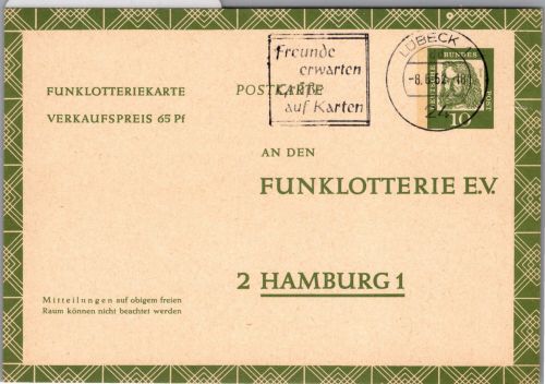 BRD FP9 als Ganzsache Funklotterie Postkarte #DBO22