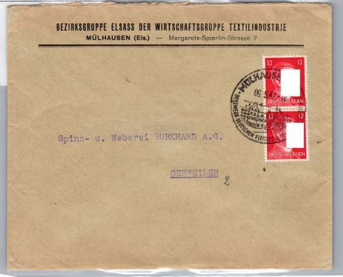 Deutsche Besetzung 2.WK Elsaß auf Brief mit Sonderstempel Elsass #DBO73