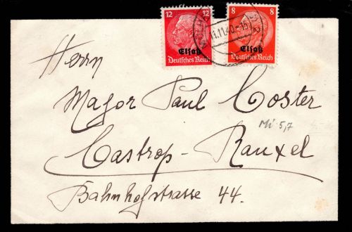 Deutsche Besetzung 2.WK Elsaß 2+7 auf Brief #DBO75