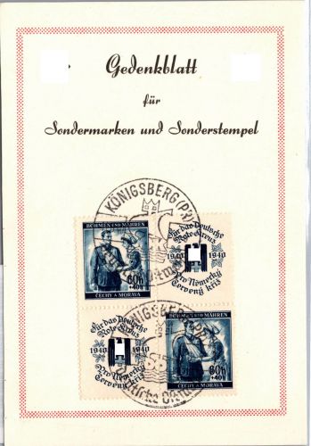 Böhmen und Mähren 53 Zf auf Gedenkblatt Königsberg #DBO78