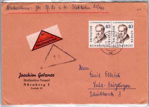 Berlin 171 auf Brief als Mehrfachfrankatur Nachnahme #DBP17