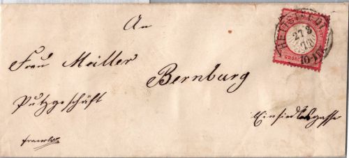 Deutsches Reich 4 auf Brief als Einzelfrankatur Kleiner Brustschild #DBP63