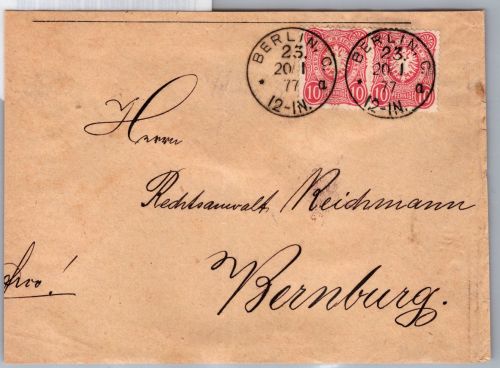 Deutsches Reich 33 im Paar auf Brief als Mehrfachfrankatur #DBP68