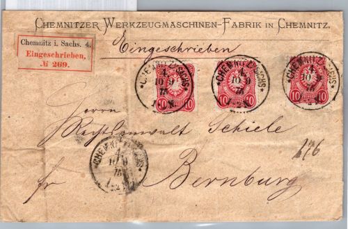 Deutsches Reich 33 auf Brief als Mehrfachfrankatur Einschreiben #DBP71