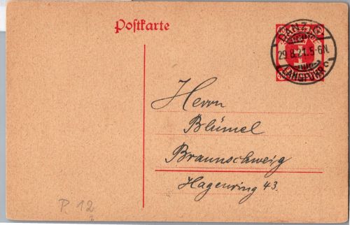 Danzig P 12 als Ganzsache im Fernverkehr #DBQ05