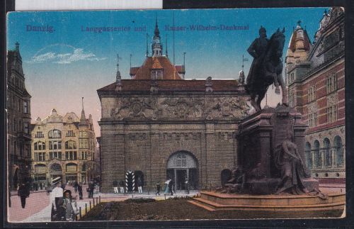 Ak Danzig Langgassentor u. Denkmal gelaufen FP 23.8.17 #DBQ12