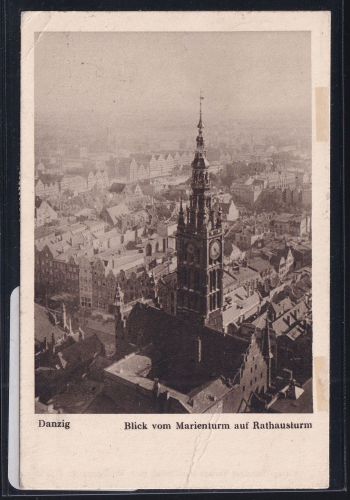 Ak Danzig Rathausturm Sonderstempel Luftpostausstellung 25.7.1932 #DBQ19