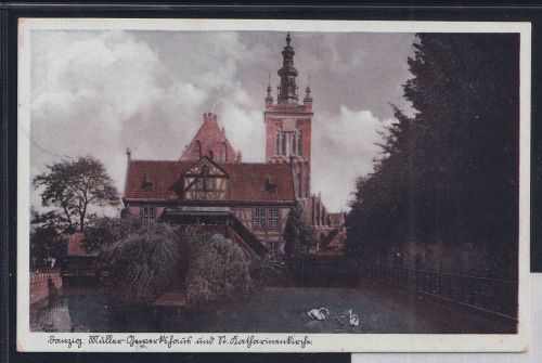 Ak Danzig Müller Gewerkshaus u. St. Katharienenkirche FP. Oliva 2.1.41 #DBQ20