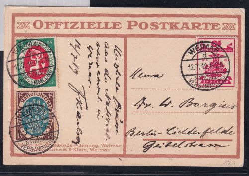 Deutsches Reich 107-109 auf Postkarte mit Sonderstempel #DBQ63
