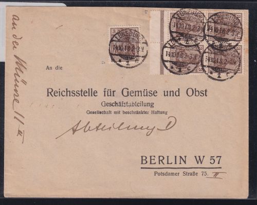 Deutsches Reich 84 II a auf Brief im 4er block vom Unterrand #DBQ73