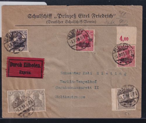 Deutsches Reich 105 c, 106 a u.a. auf Brief Eilbote Express #DBQ76