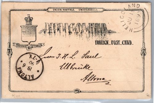 AD Helgoland P 6 als Ganzsache mit Zierstempel Ju 18 1890 #DCG67