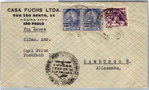 Zeppelinpost Brasilianische Post auf Brief LZ 127 #DCH22