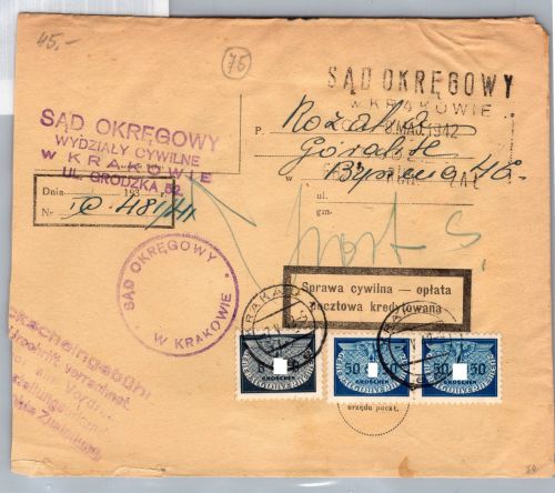 Generalgouvernement Dienstmarken 17, 24 auf Brief Krakau #DCH59