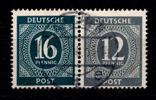Alliierte Besetzung W 158 gestempelt Zusammendruck #DCI65