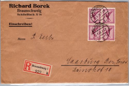 Deutsches Reich A 379 im 4er Block auf Brief Einschreiben #DCI77