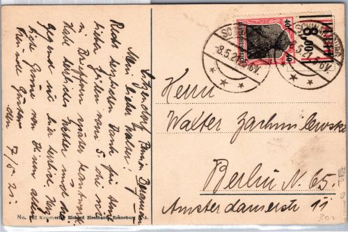 Deutsches Reich 90 b II W OR auf Postkarte gepr. Jäschke BPP #DCI80