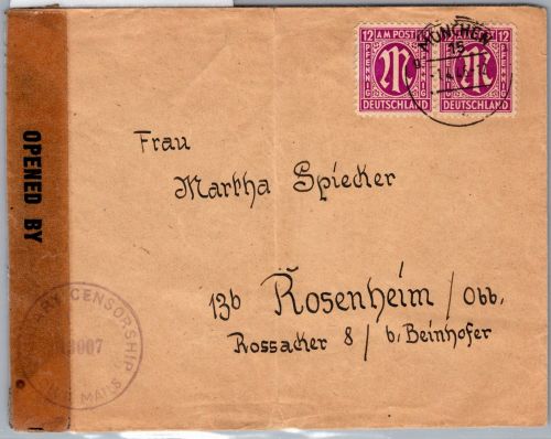 Bi-Zone 7 als Paar auf Brief mit Zensurstempel #DCI88