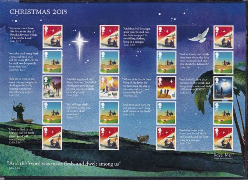 Großbritannien 3825-26, -29, -32 postfrisch Smilers Bogen Christmas 2015 #DEN34