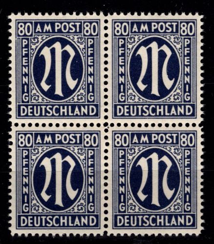 Bizone 4er Block 34 a D z postfrisch im Viererblock #DES67