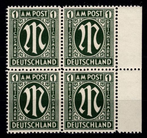 Bizone 4er Block 35 B z postfrisch im Viererblock SR rechts #DES68